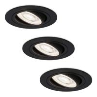 Set van 3 Miro LED inbouwspots - Extra plat 58mm - GU10 LED Module - 6000K daglicht wit - Dimbaar - Rond - Kantelbaar - Voor binnen - Zwart - thumbnail