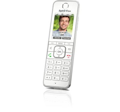 AVM FRITZ!Fon C6 DECT-comforttelefoon (hoogwaardig kleurendisplay, HD-telefonie, internet-/comfortdiensten, besturing FRITZ!Box-functies) wit, Duitstalige versie, Wit