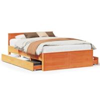 Bedframe zonder matras met hoofdbord hout wasbruin 150x200 cm - thumbnail