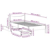 Bedframe met lades massief grenenhout wasbruin 100x200 cm - thumbnail