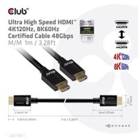club3D HDMI Aansluitkabel HDMI-A-stekker, HDMI-A-stekker 1.00 m Zwart CAC-1371 10K UHD, 8K UHD HDMI-kabel - thumbnail
