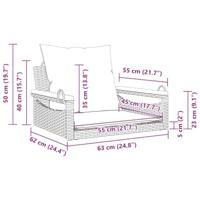 Schommelbank met kussens 63x62x40 cm poly rattan zwart - thumbnail