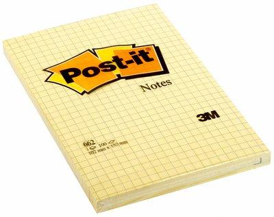 Memoblok post-it 662 102x152mm ruit geel | 6 stuks Memoblok post-it 662 102x152mm ruit geel | 6 stuks