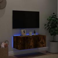 Tv-wandmeubel met LED-verlichting 80x35x31 cm gerookt eiken - thumbnail