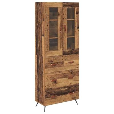 Hoge opbergkast met plank met lade 2 stuks Oudhout bewerkt hout