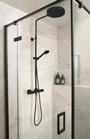 Ben Engraved Cross douche thermostaatkraan mat zwart - thumbnail