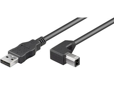 USB 2.0 kabel A stekker op B hoekstekker 2,0 m