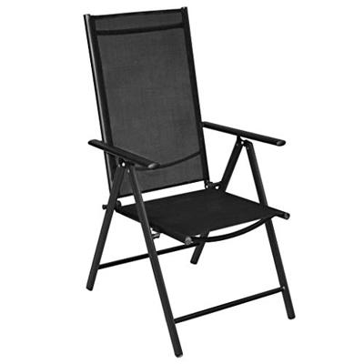 Tuinstoelen inklapbaar 4 st aluminium en textileen zwart - thumbnail