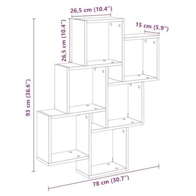 Wandschap kubus 78x15x93 cm bewerkt hout artisanaal eikenkleur