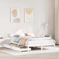 Bedframe zonder matras massief grenenhout wit 135x190 cm - thumbnail