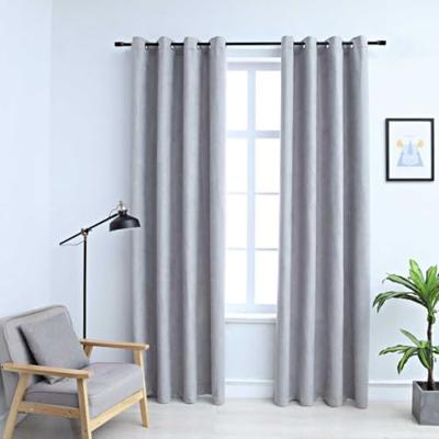 VidaXL Gordijn verduisterend met metalen ringen 2 st 140x175 cm grijs VidaXL Gordijn verduisterend met metalen ringen 2 st 140x175 cm grijs