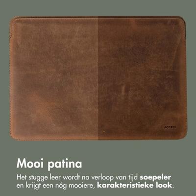 Accezz Leather hoes voor MacBook 15 inch Laptop sleeve Bruin
