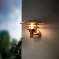 Buitenlamp koper voordeur &apos;Veno&apos; E27 glas - thumbnail