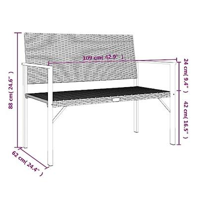 Tuinbank 2-zits poly rattan grijs Tuinbank 2-zits poly rattan grijs