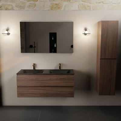 MONDIAZ AIVY 120cm badmeubel Mocha, wastafel Urban solid surface dubbel 2 kraangaten (AI-351651URBAN-SI - AI-M120MODU)