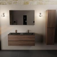 MONDIAZ AIVY 120cm badmeubel Mocha, wastafel Urban solid surface dubbel 2 kraangaten (AI-351651URBAN-SI - AI-M120MODU) - thumbnail