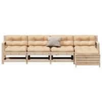 5-delige Loungeset met kussens massief grenenhout - thumbnail