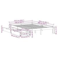 Bedframe met lades massief grenenhout wit 150x200 cm - thumbnail
