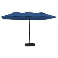 Parasol dubbel dak met LED 449x245 cm azuurblauw - thumbnail