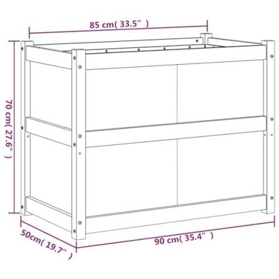 Plantenbak 90x50x70 cm massief grenenhout wit