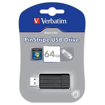 Verbatim Pin Stripe USB-stick 64 GB Zwart 49065 USB-A 2.0