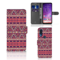 Motorola One Vision Telefoon Hoesje Aztec Paars - thumbnail