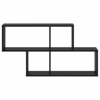 Wandplank met plank Wandgemonteerd Zwart Bewerkt hout - thumbnail
