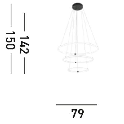Searchlight HanglampRevolve vide 3-rings zwart - 40176-3BK