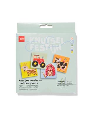 HEMA Kaartjes versieren met pompoms boerderij