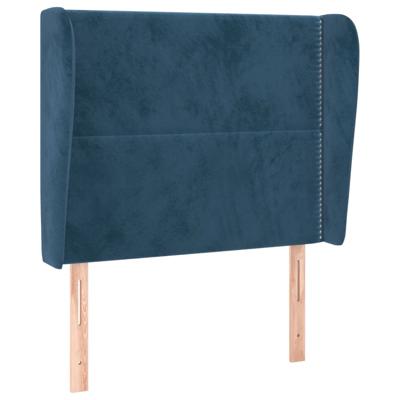 Hoofdbord met randen 103x23x118/128 cm fluweel donkerblauw