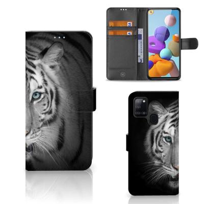 Samsung Galaxy A21s | Telefoonhoesje | Met pasjeshouder | Tijger Samsung Galaxy A21s | Telefoonhoesje | Met pasjeshouder | Tijger