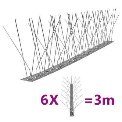 VidaXL Vogel- en duivenpinnen met 5 rijen 6 st 3 m roestvrij staal VidaXL Vogel- en duivenpinnen met 5 rijen 6 st 3 m roestvrij staal