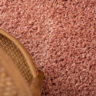 Tapeso Rond hoogpolig vloerkleed shaggy Trend effen - roze - 80 cm Tapeso Rond hoogpolig vloerkleed shaggy Trend effen - roze - 80 cm