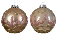 Kerstbal Plastic Bloem Ø10cm Beige Assorti 1st - thumbnail