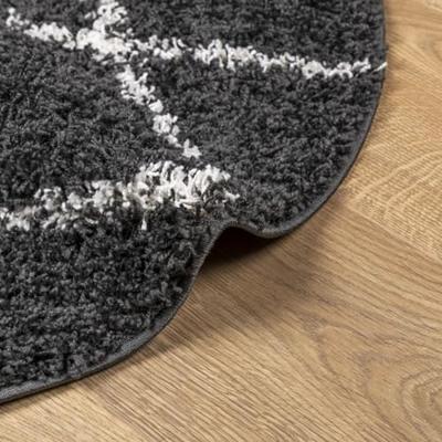 VidaXL Vloerkleed pamplona shaggy hoogpolig ø 200 cm zwart en crème
