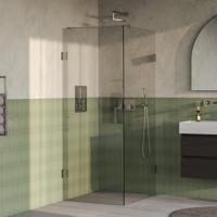 Brauer Void - Douchecabine met Draaideur - Helder Glas - 80x100x200 cm - incl. Glascoating - PVD RVS-Kleurig Geborsteld - thumbnail