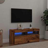 Tv-meubel met LED 90x35x40 cm bewerkt hout oud hout - thumbnail
