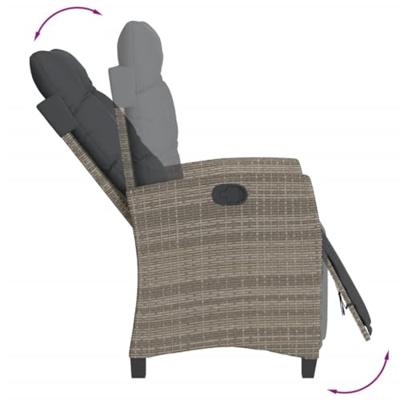 Tuinstoelen 2 st verstelbaar met voetensteun poly rattan grijs - thumbnail