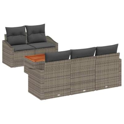 Tuinbankenset met opslag 6 pcs Grijs poly rattan