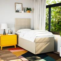 Boxspring met matras stof crèmekleurig 160x200 cm - thumbnail