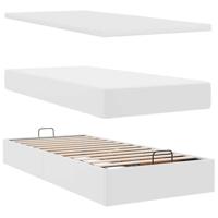 Ottoman bed met matrassen en LED's 200x200cm kunstleer wit - thumbnail