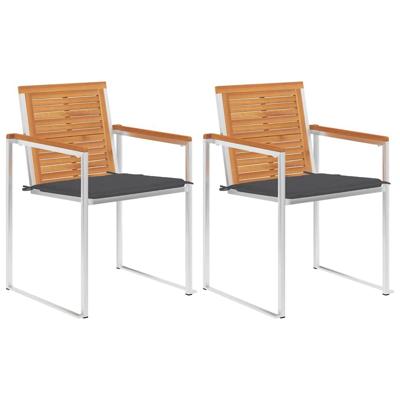 VidaXL Tuinstoelen 2 st met kussens massief acaciahout en staal VidaXL Tuinstoelen 2 st met kussens massief acaciahout en staal