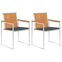 VidaXL Tuinstoelen 2 st met kussens massief acaciahout en staal - thumbnail