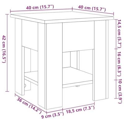 Salontafel 40x40x42 cm bewerkt hout oud houtkleurig