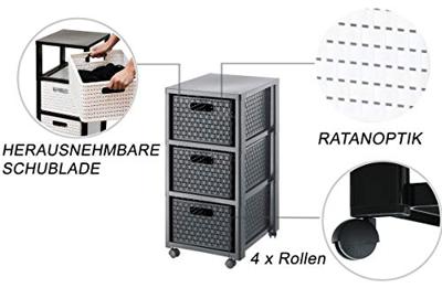 Rotho Country Design Ladekast met Wielen 3x18L Antraciet