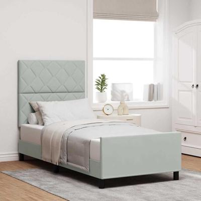 Bedframe met hoofdeinde Lichtgrijs 100 x 200 cm Fluweel