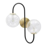 Mauro Ferretti Iron Zwart metalen wandlamp met 2 glazen bolletjes - thumbnail