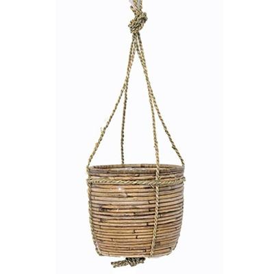 Rotan hangende plantenmand grijs 20x19cm Rotan hangende plantenmand grijs 20x19cm