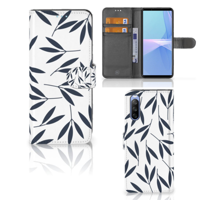 Sony Xperia 10 III Hoesje Leaves Blue | Portemonnee hoesje