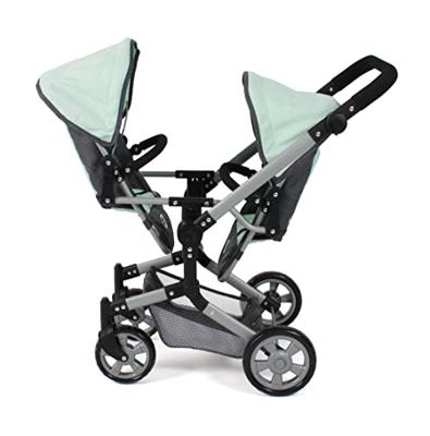 Tweeling Poppenwagen Linus Duo - Melange Antraciet Mint